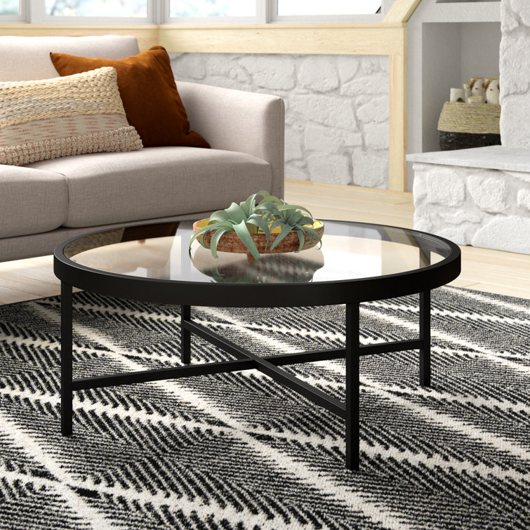 Etta Avenue™ Thorin Glass Cross Legs Coffee Table & Reviews Wayfair